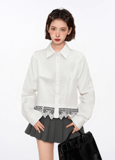 Polo Collar Contrast Lace - Up Long Sleeve Shirt - COPPING THREADS - CT Select